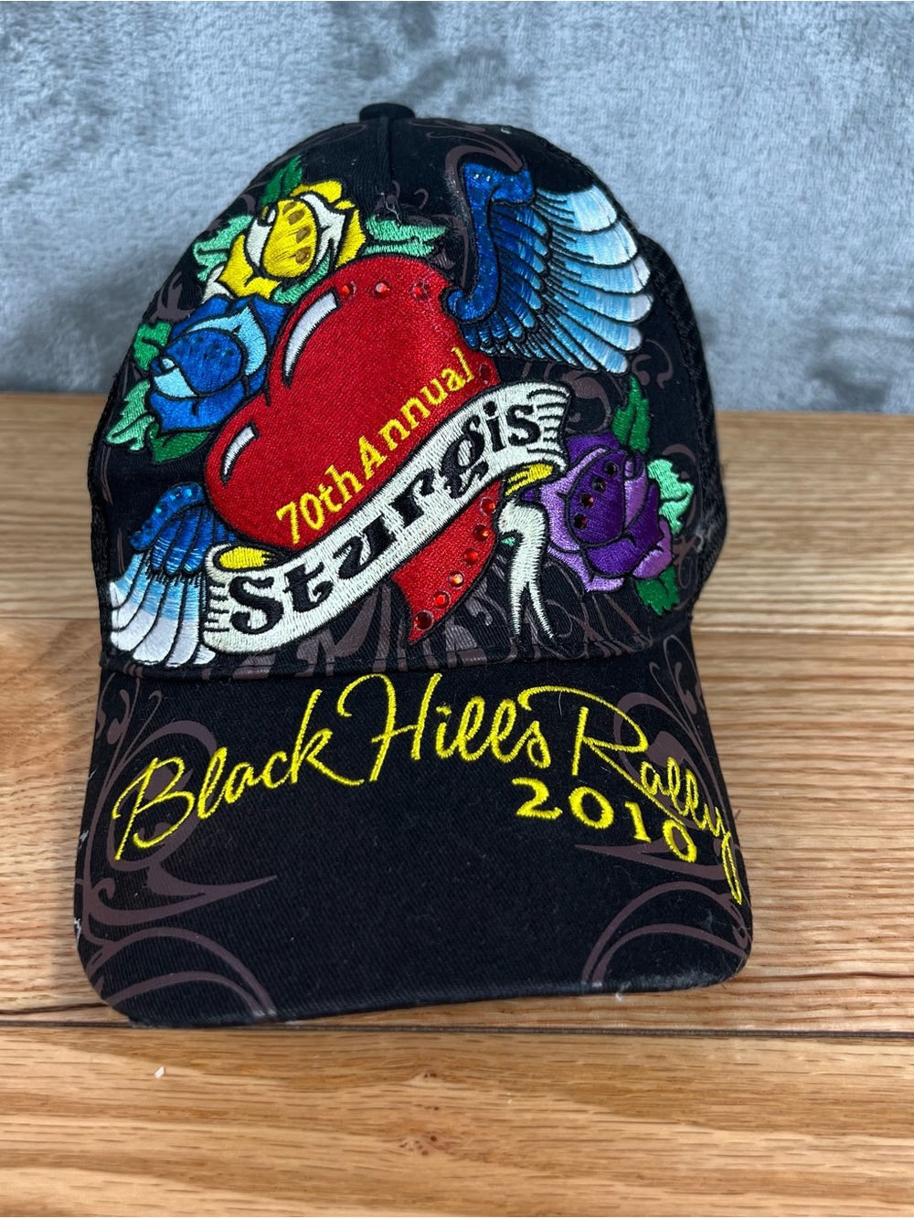 2010 Sturgis 70th Annual Hat Black Hills Rally Embroidered Details Cap Hat Black